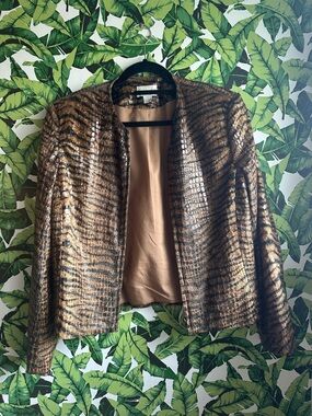 Metallic Brown Animal-Print Women's Jacket